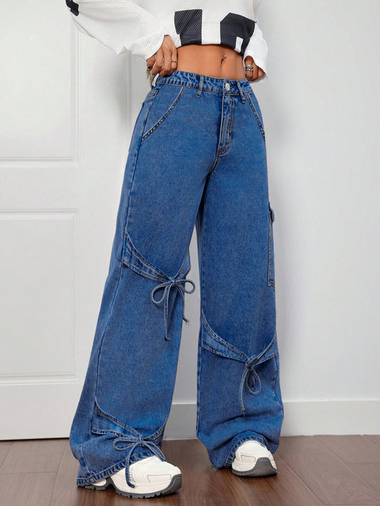 Workwear-Style Women's Casual Wide-Leg Jeans