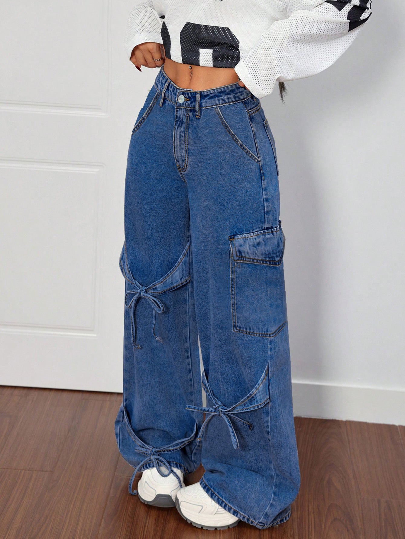 Workwear-Style Women's Casual Wide-Leg Jeans