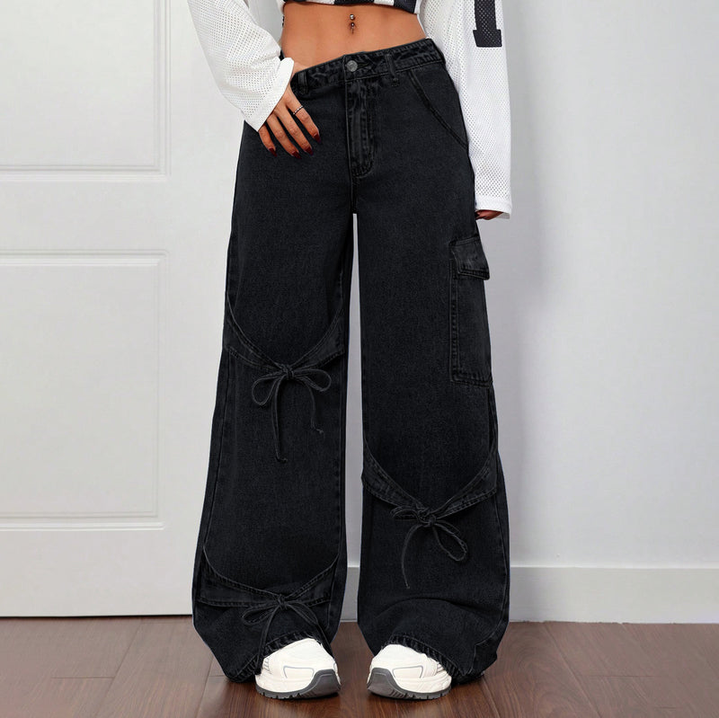 Workwear-Style Women's Casual Wide-Leg Jeans