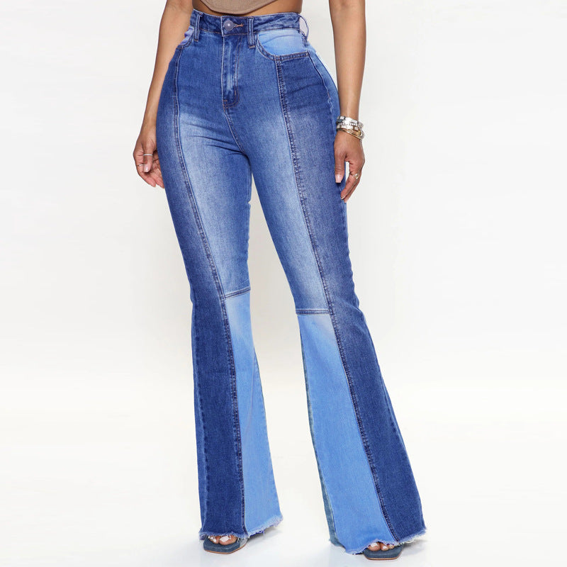 High-Waisted Washed Fashion Flared Jeans for Women