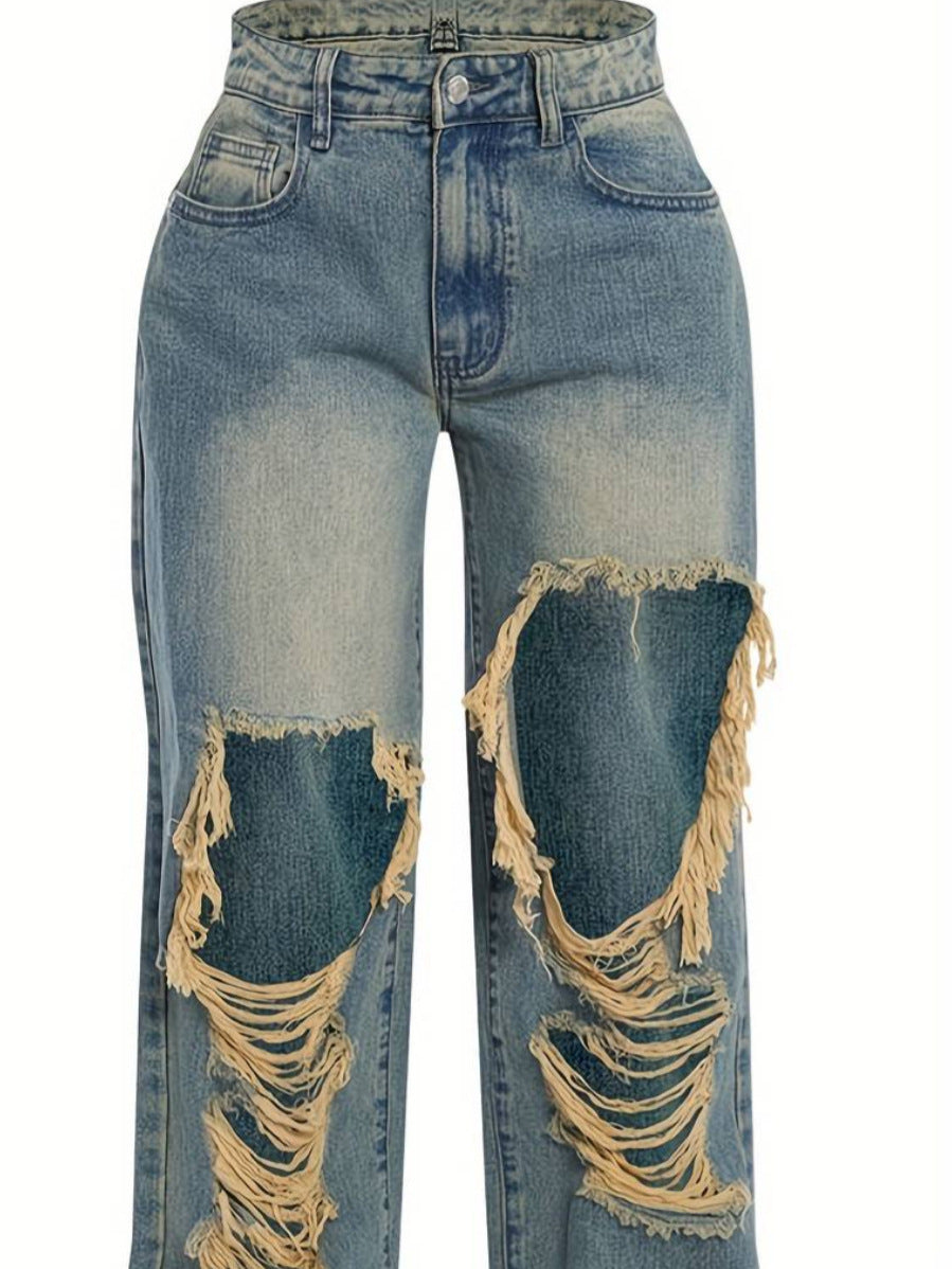 Retro Low-Rise Washed Jeans