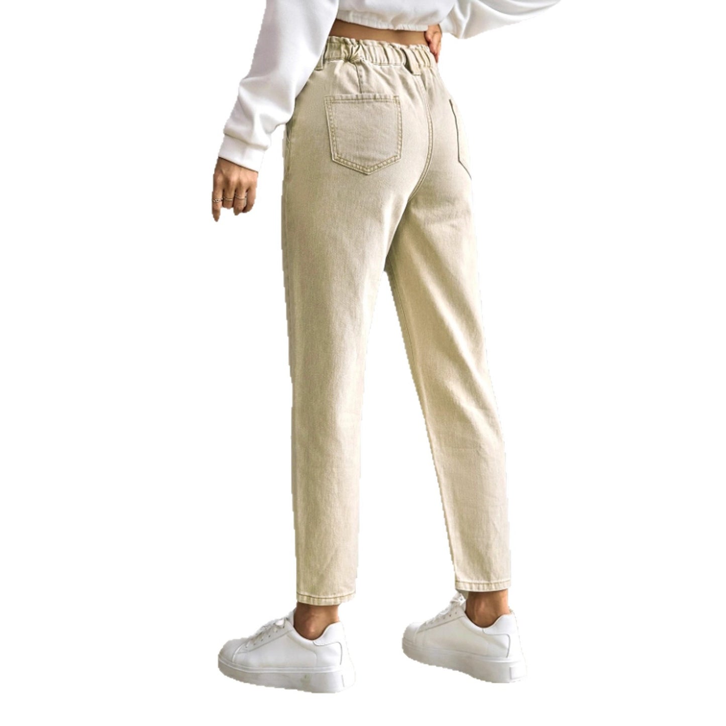 Slim-Fit Elastic Waist Casual Jeans