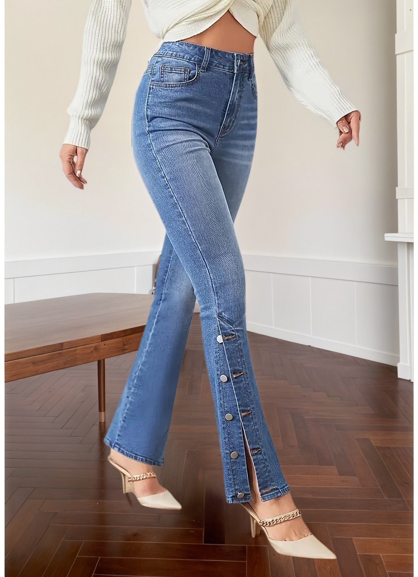 Flared Jeans With Extra Cuffed Jeans