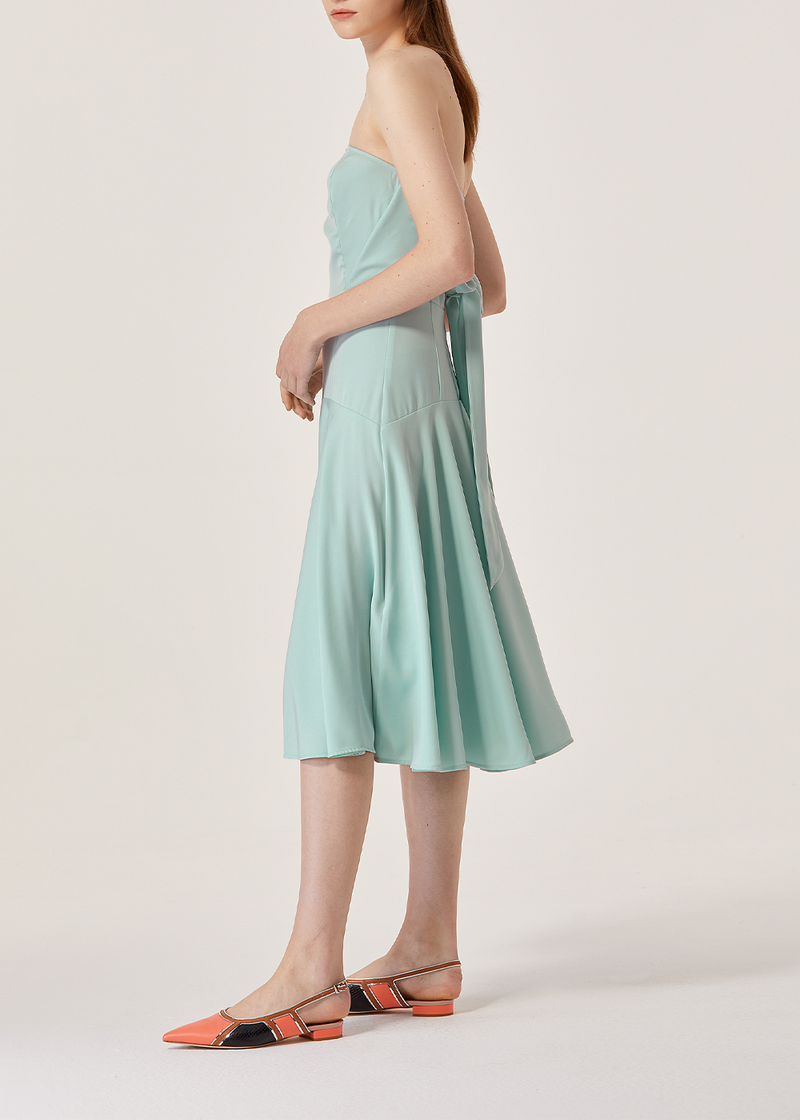 SALAZIA Green Short-Sleeve Fit-and-Flare Dresses