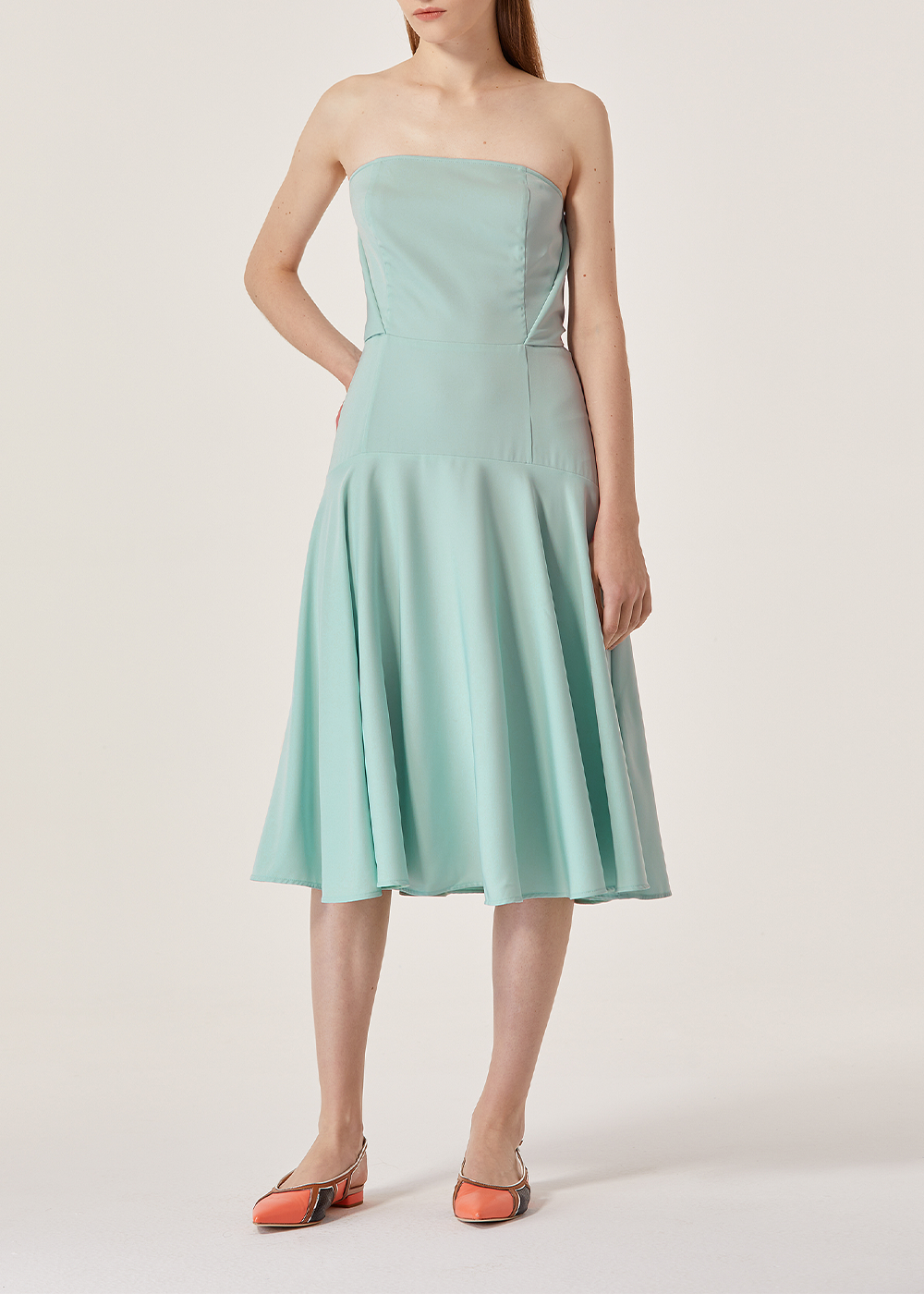 SALAZIA Green Short-Sleeve Fit-and-Flare Dresses