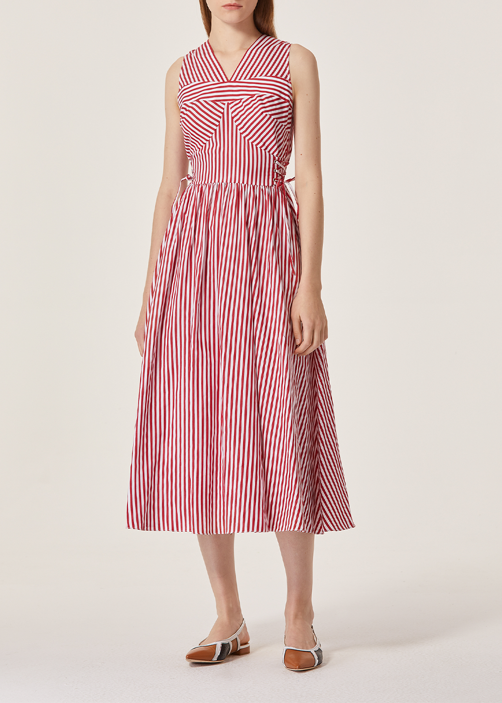 SALAZIA White Cotton Sleeveless Dresses