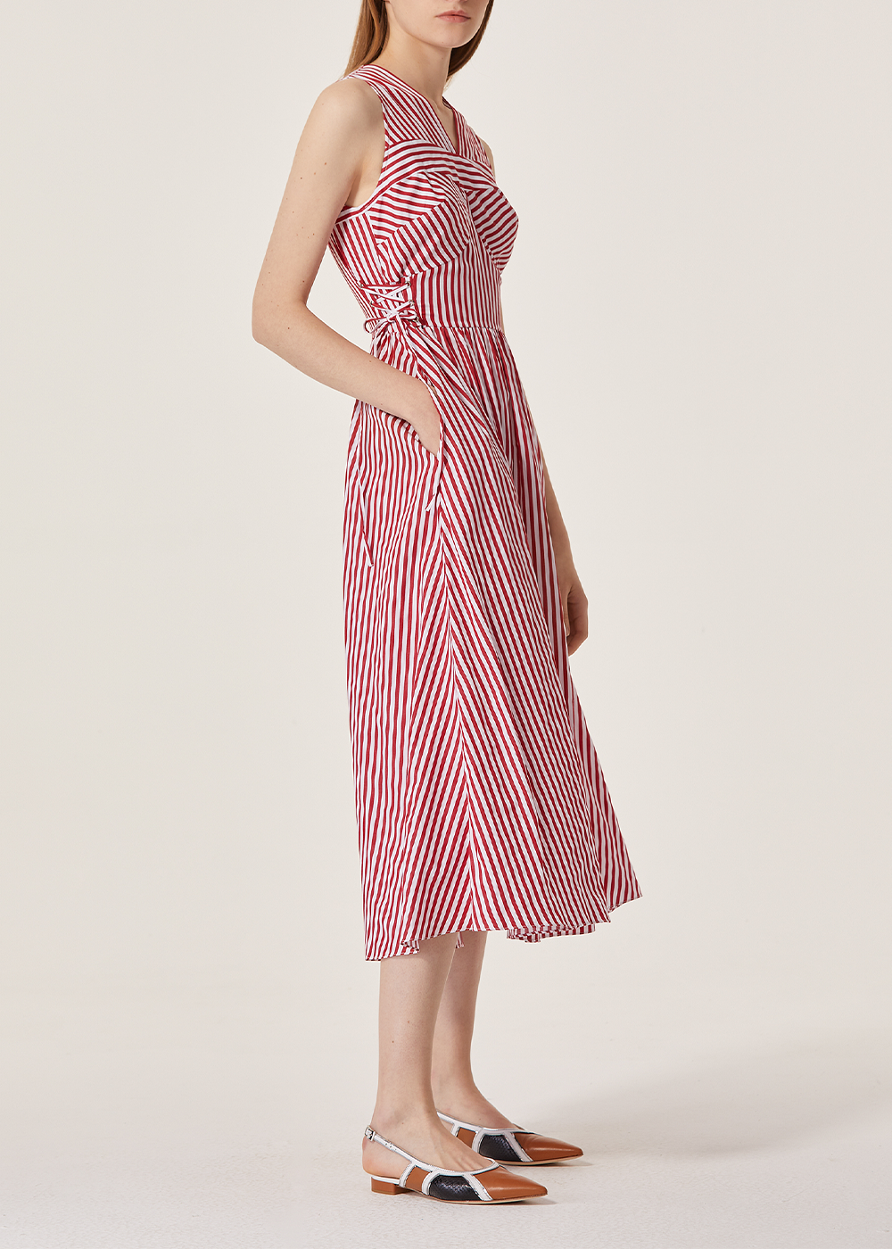 SALAZIA White Cotton Sleeveless Dresses