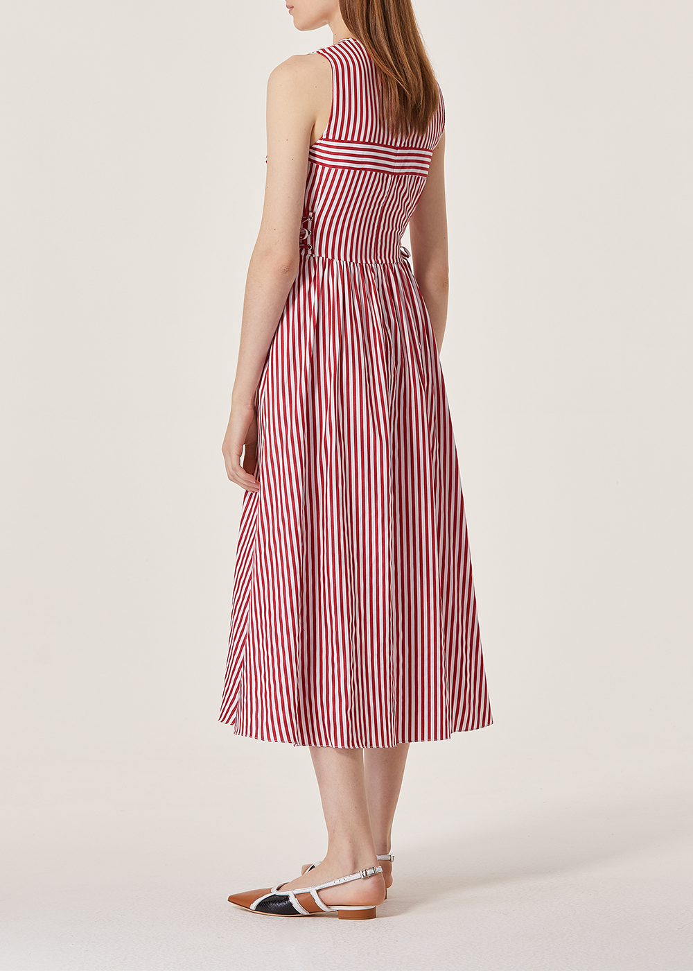 SALAZIA White Cotton Sleeveless Dresses
