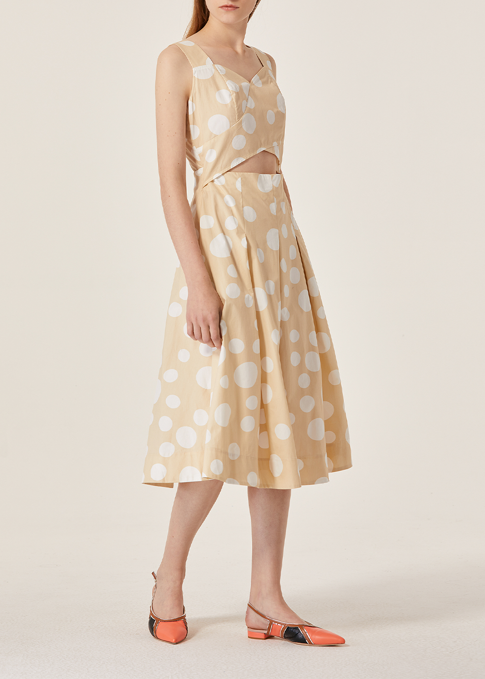 SALAZIA Yellow Cotton Short-Sleeve Dresses