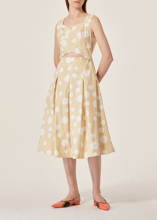 SALAZIA Yellow Cotton Short-Sleeve Dresses