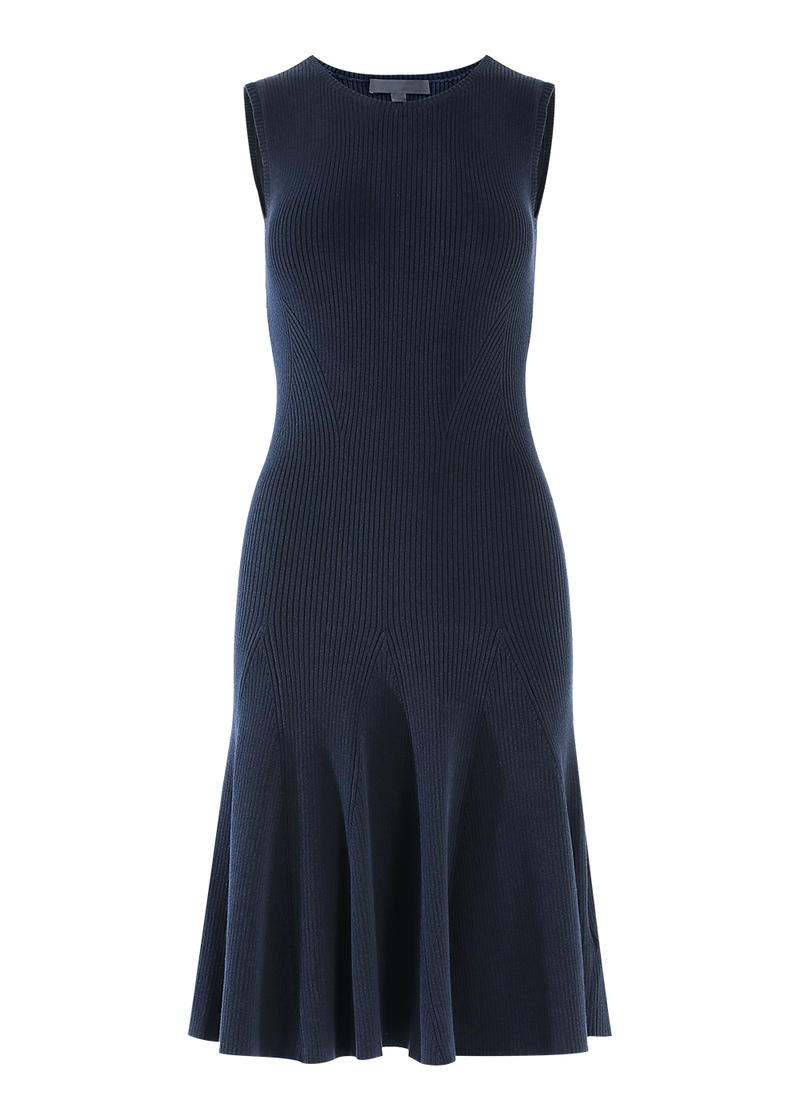 SALAZIA Blue Knit Fit-and-Flare Dresses