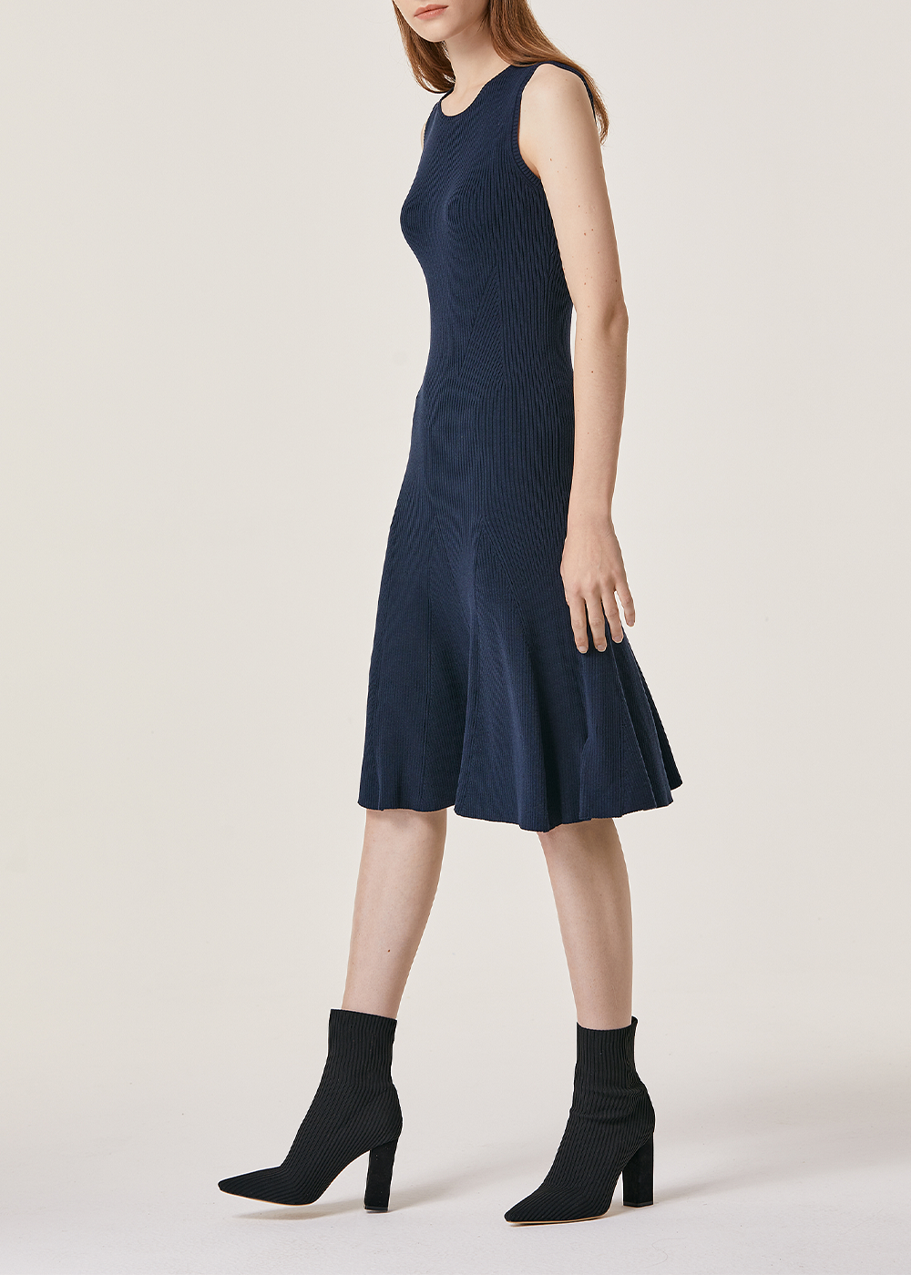 SALAZIA Blue Knit Fit-and-Flare Dresses