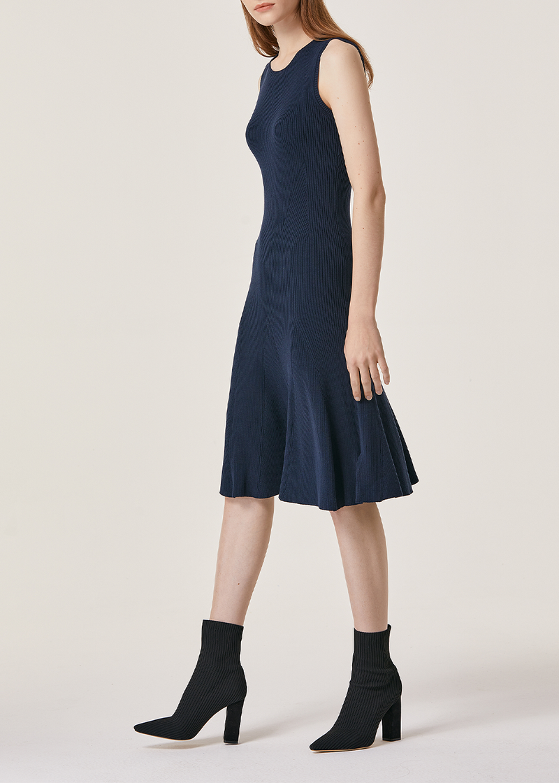 SALAZIA Blue Knit Fit-and-Flare Dresses