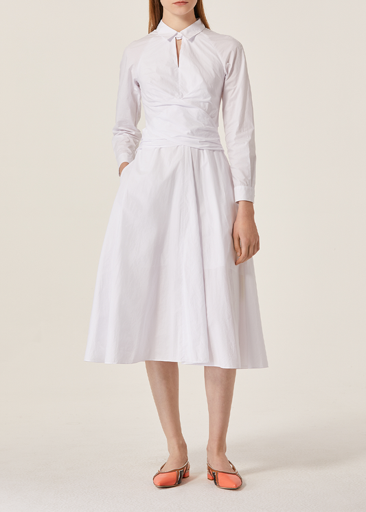 SALAZIA White Cotton Long-Sleeve Dresses