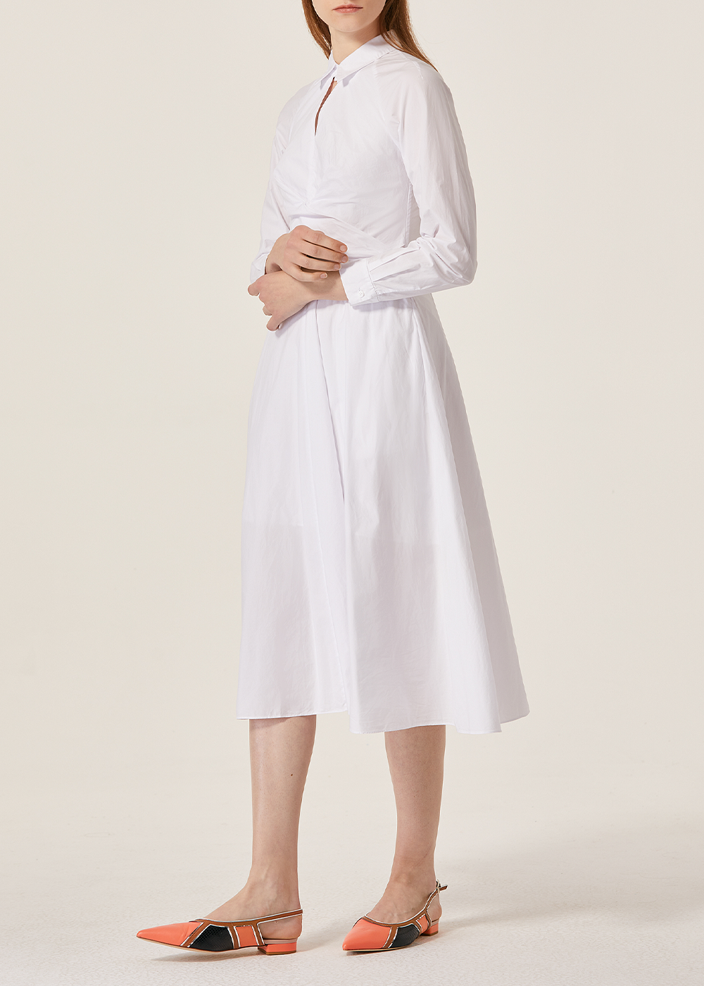 SALAZIA White Cotton Long-Sleeve Dresses