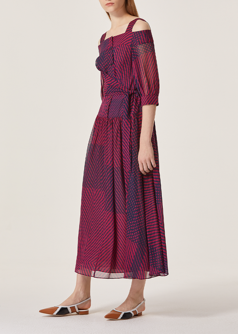 SALAZIA Solid Color Long-Sleeve Dresses