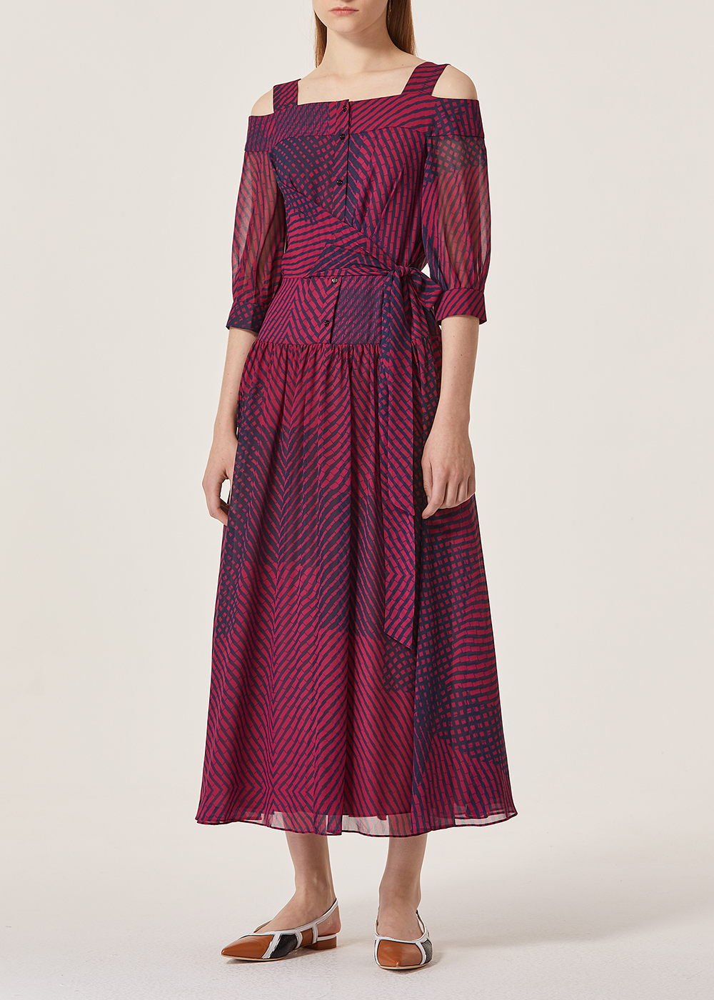 SALAZIA Solid Color Long-Sleeve Dresses