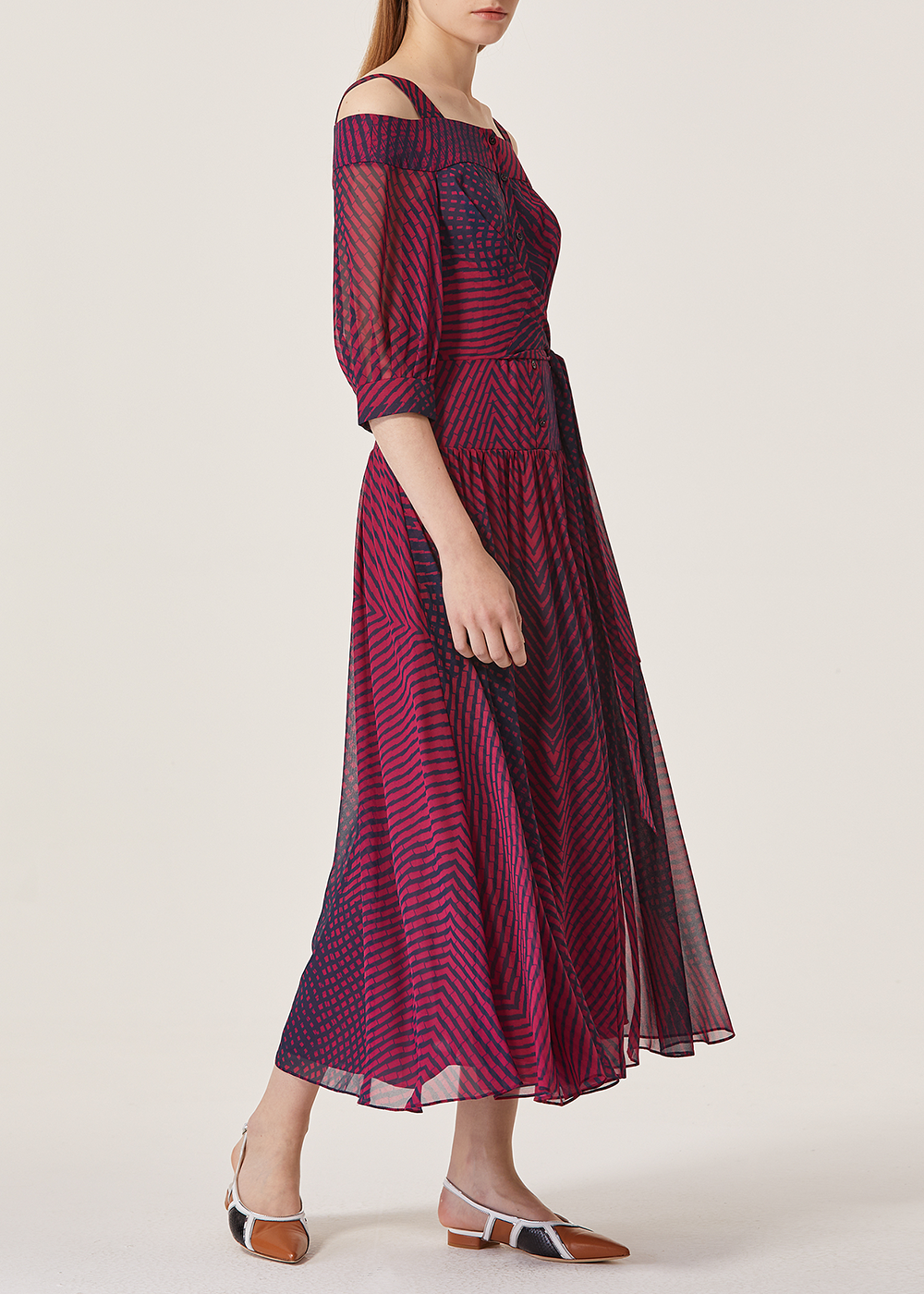 SALAZIA Solid Color Long-Sleeve Dresses
