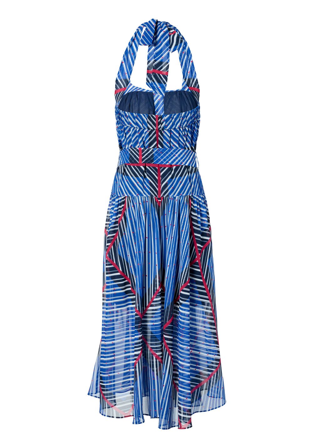 SALAZIA Blue Silk Long-Sleeve Dresses