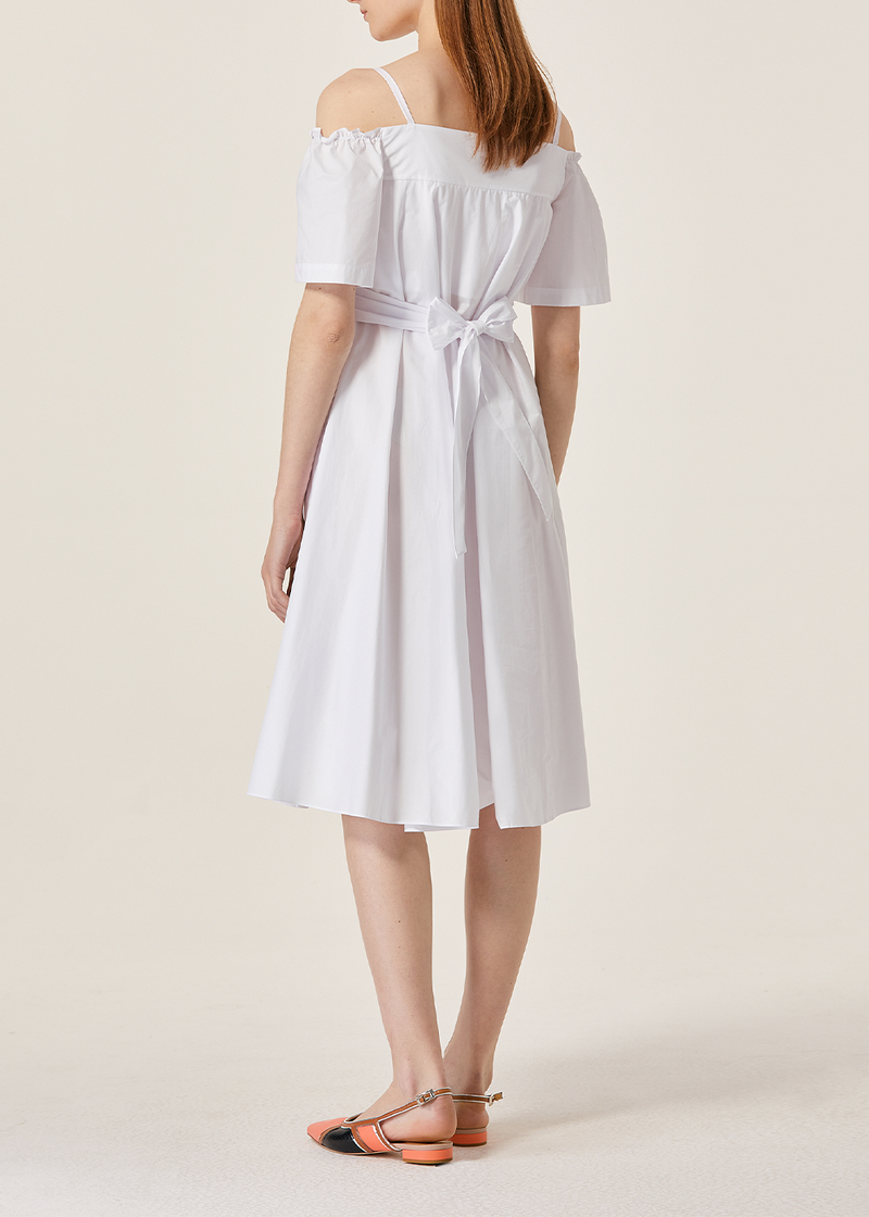 SALAZIA White Cotton Short-Sleeve Dresses