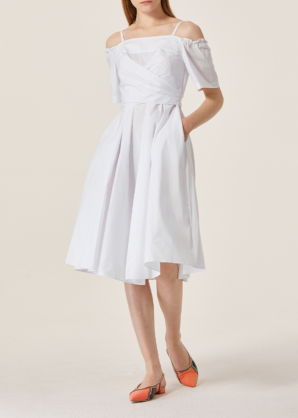 SALAZIA White Cotton Short-Sleeve Dresses