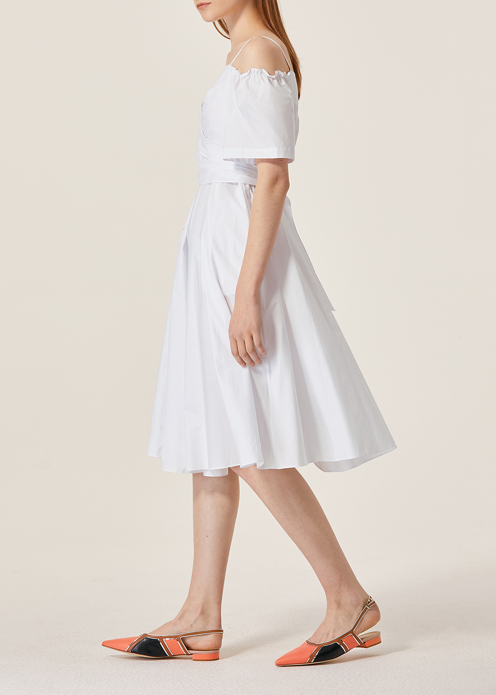 SALAZIA White Cotton Short-Sleeve Dresses