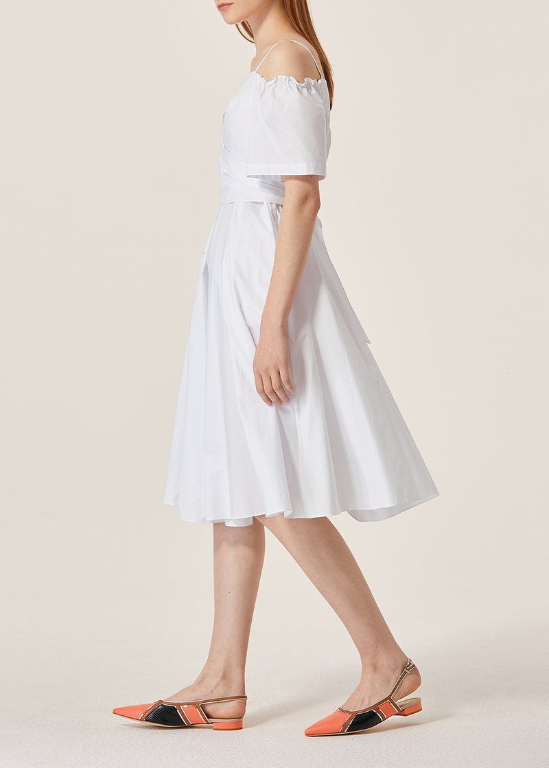 SALAZIA White Cotton Short-Sleeve Dresses
