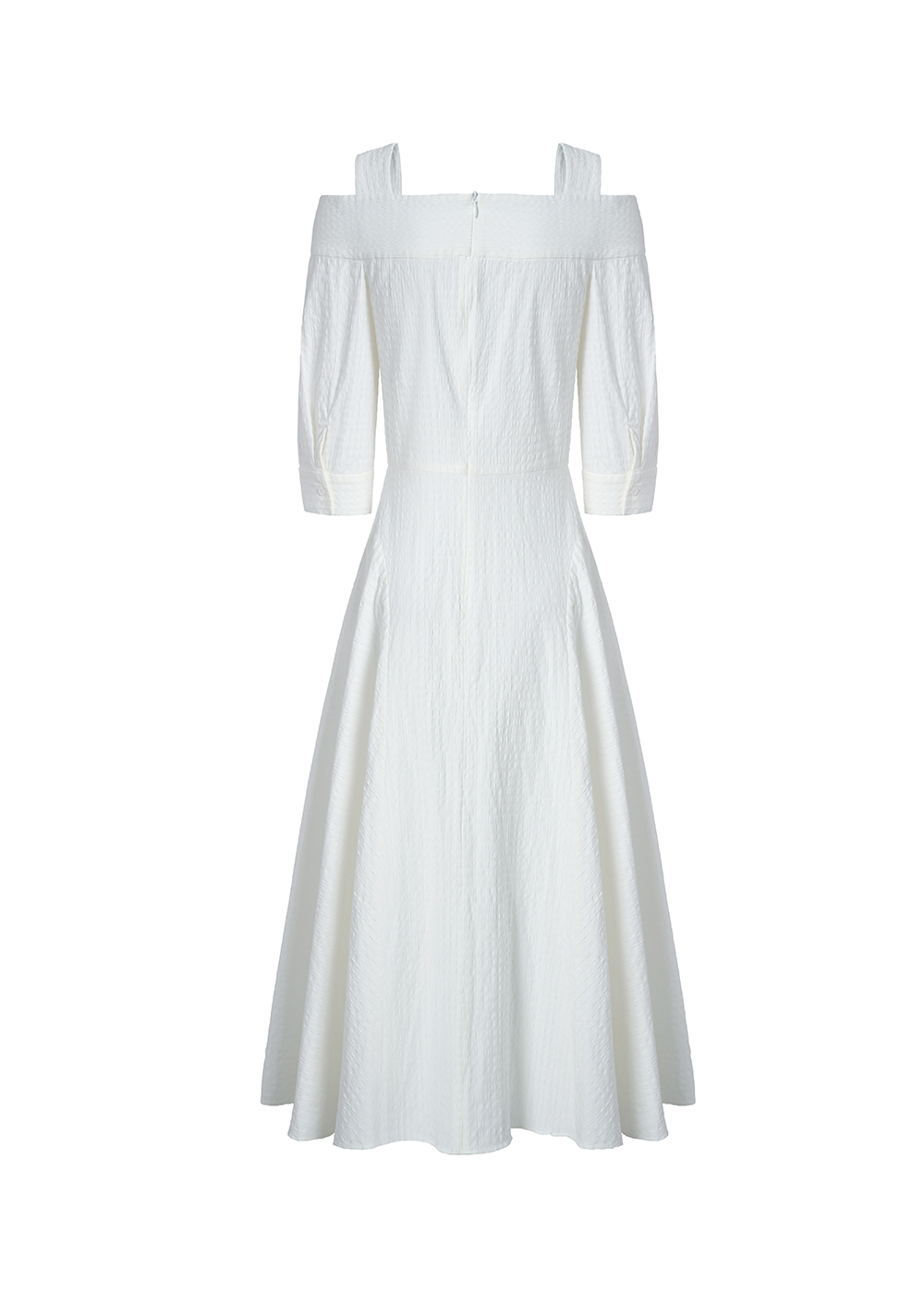 SALAZIA White Cotton-Blend Short-Sleeve Dresses