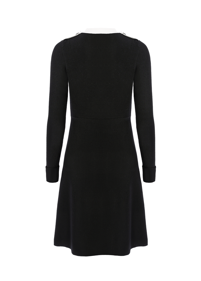 SALAZIA Black Wool Knit Cardigan Dresses