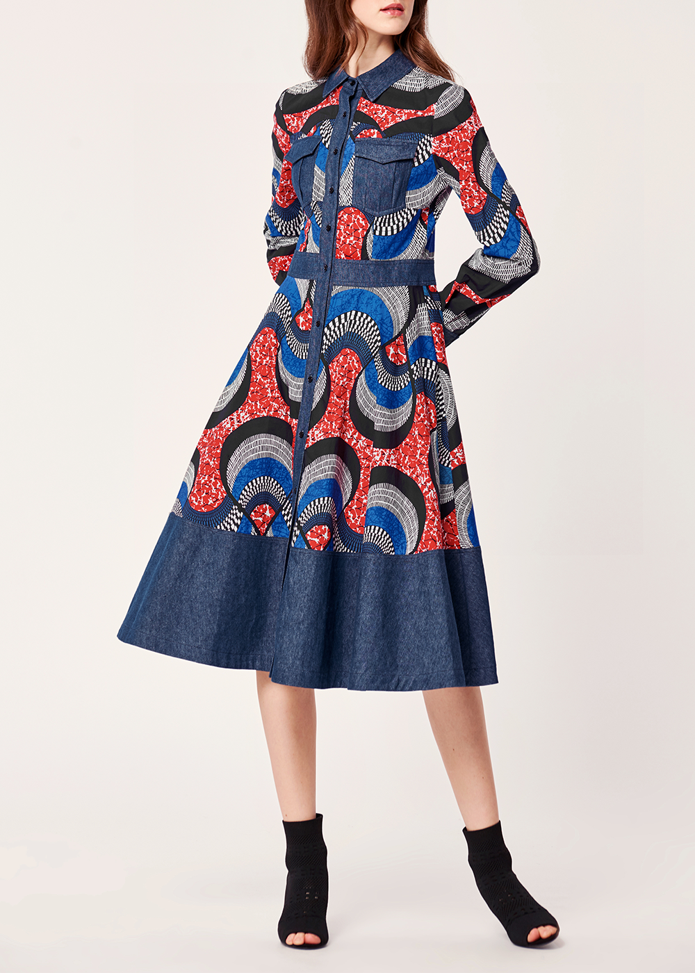 SALAZIA Blue Fern Cotton-Linen Dresses