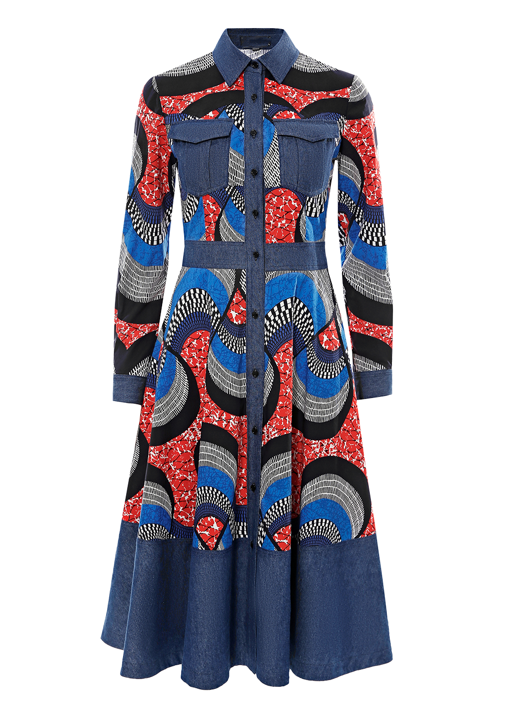 SALAZIA Blue Fern Cotton-Linen Dresses