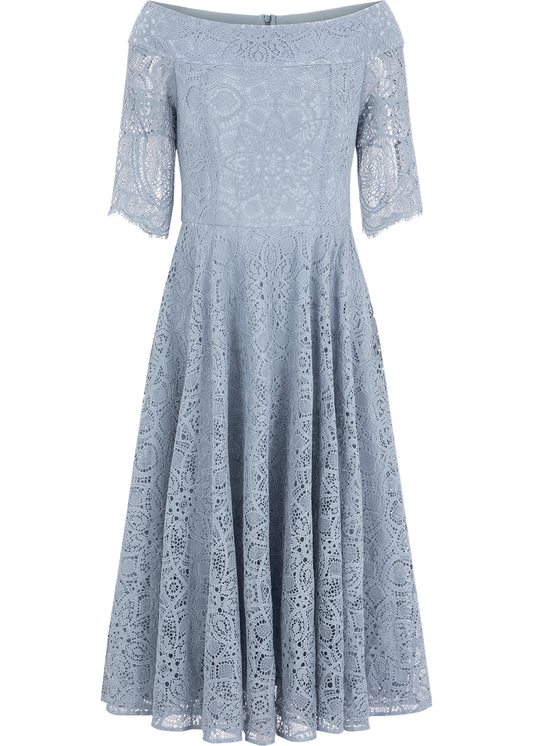 SALAZIA Mist Blue Sculpted Sleeve Dresses