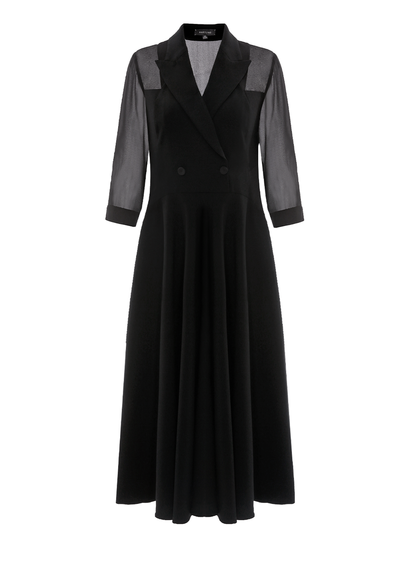 SALAZIA Black Sculpted Column Dresses