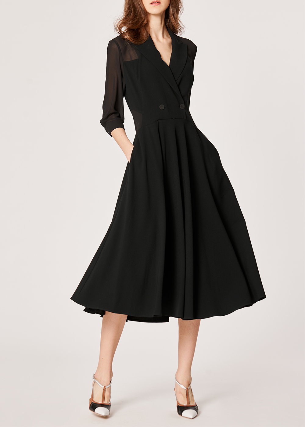 SALAZIA Black Sculpted Column Dresses