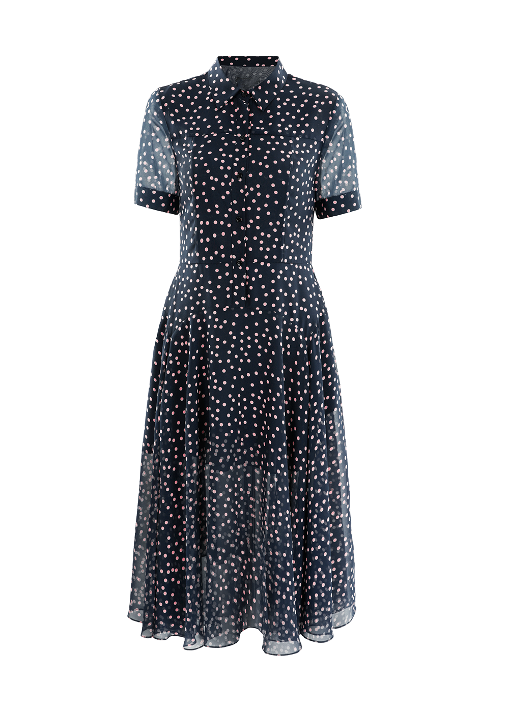 SALAZIA Midnight Blue Pink Dot Dresses