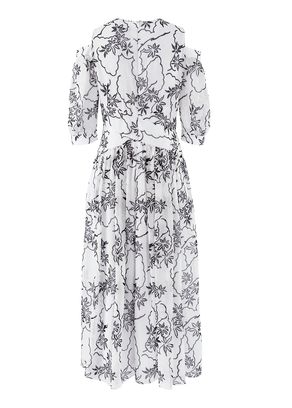 SALAZIA White-Black Line Floral Dresses