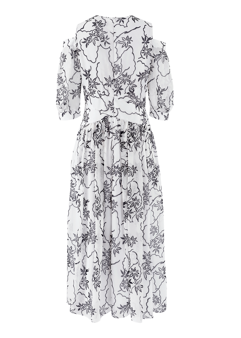 SALAZIA White-Black Line Floral Dresses