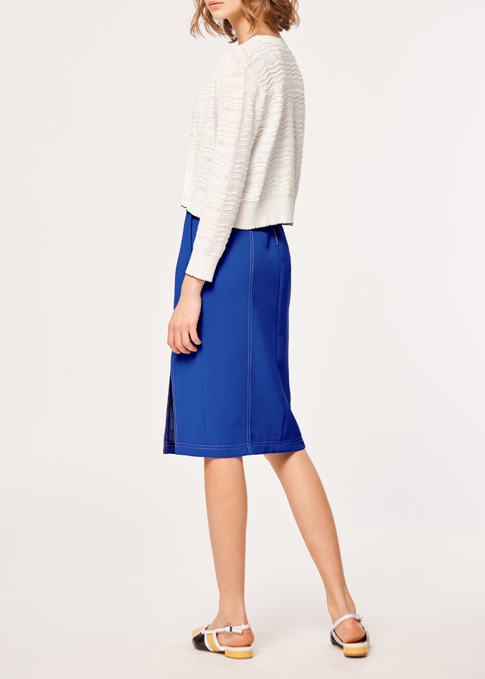 SALAZIA Azure Blue Stretch Fit-and-Flare Dresses