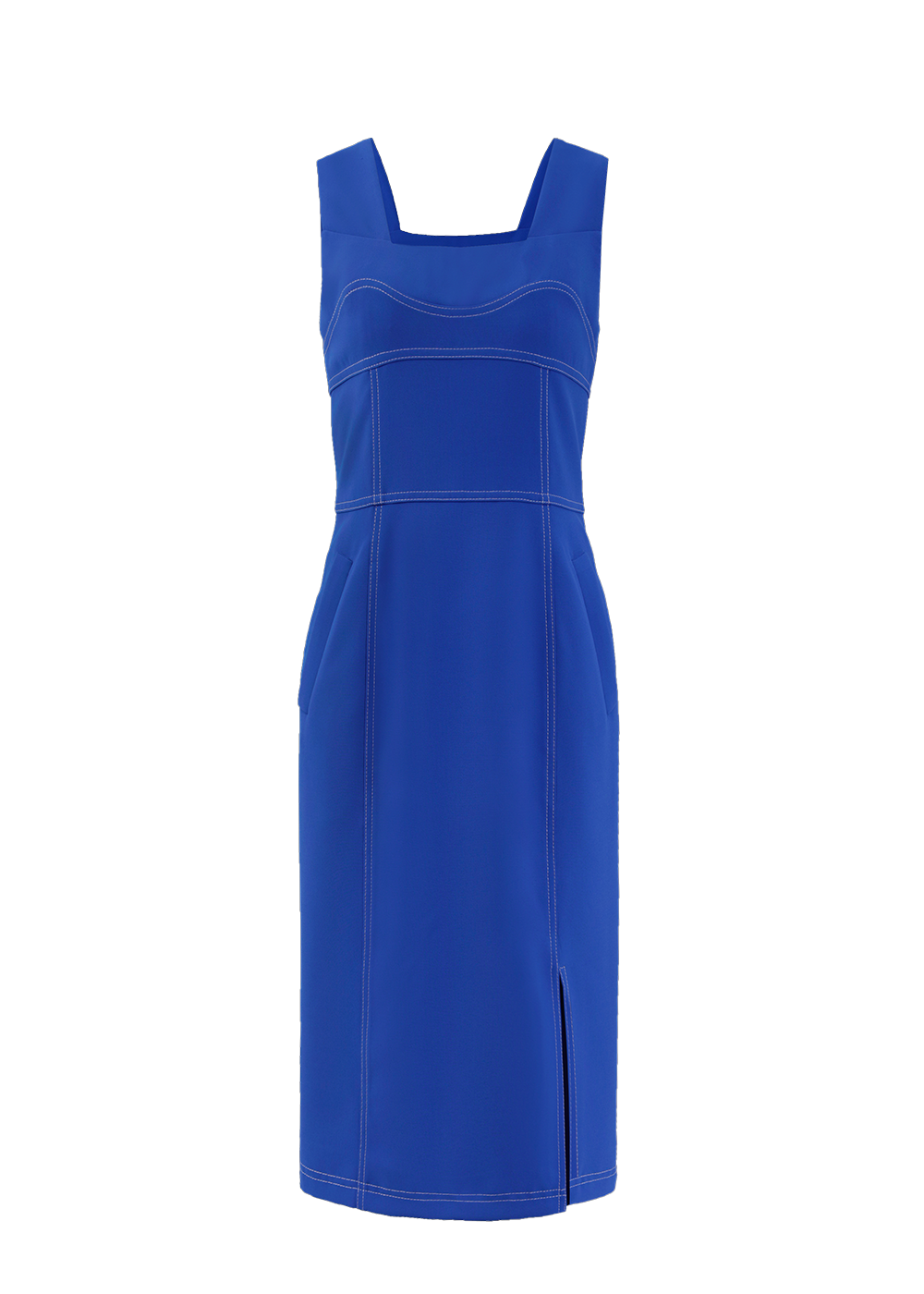 SALAZIA Azure Blue Stretch Fit-and-Flare Dresses