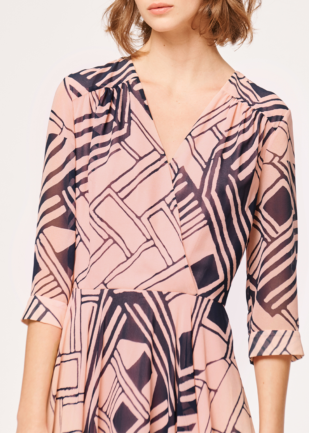 SALAZIA Pink-Blue Dreamy Geometric Dresses