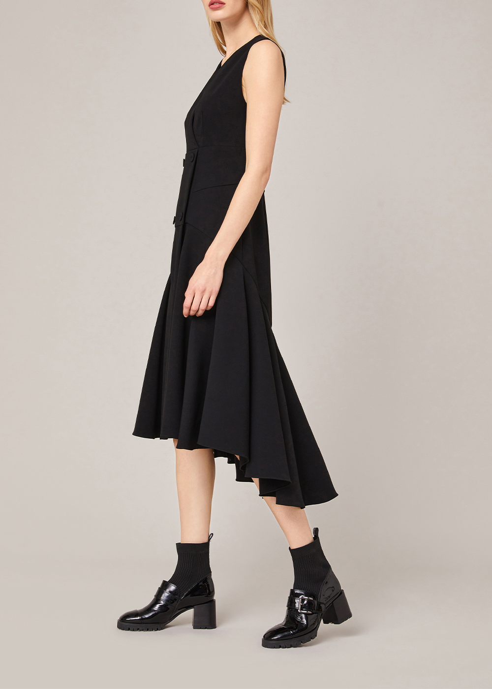 SALAZIA Black Acetate Blend Long-Sleeve Dresses