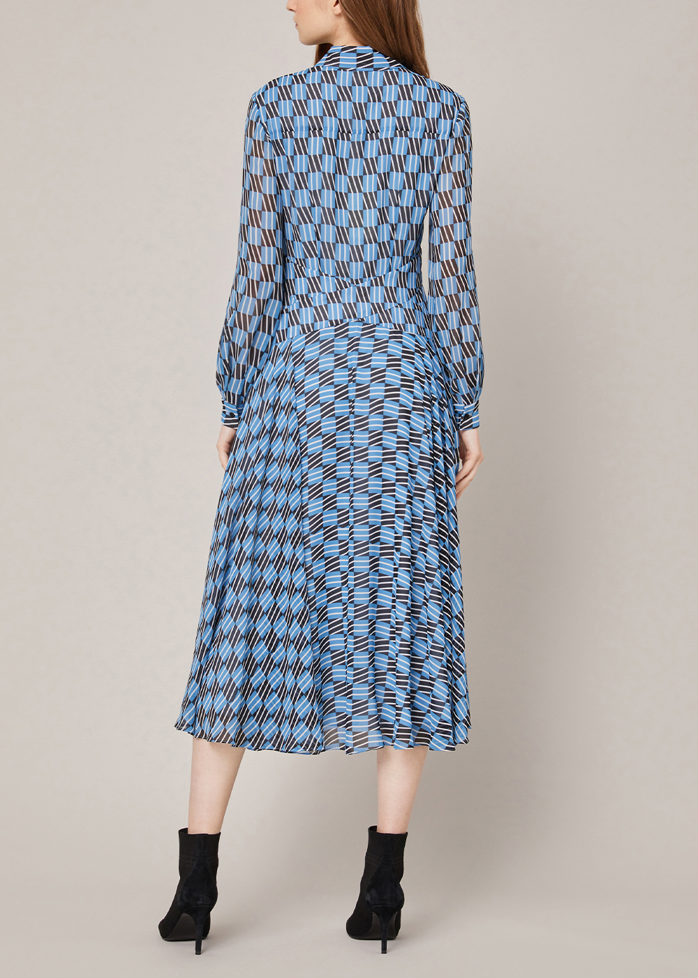 SALAZIA Blue Ripple Plaid Column Dresses