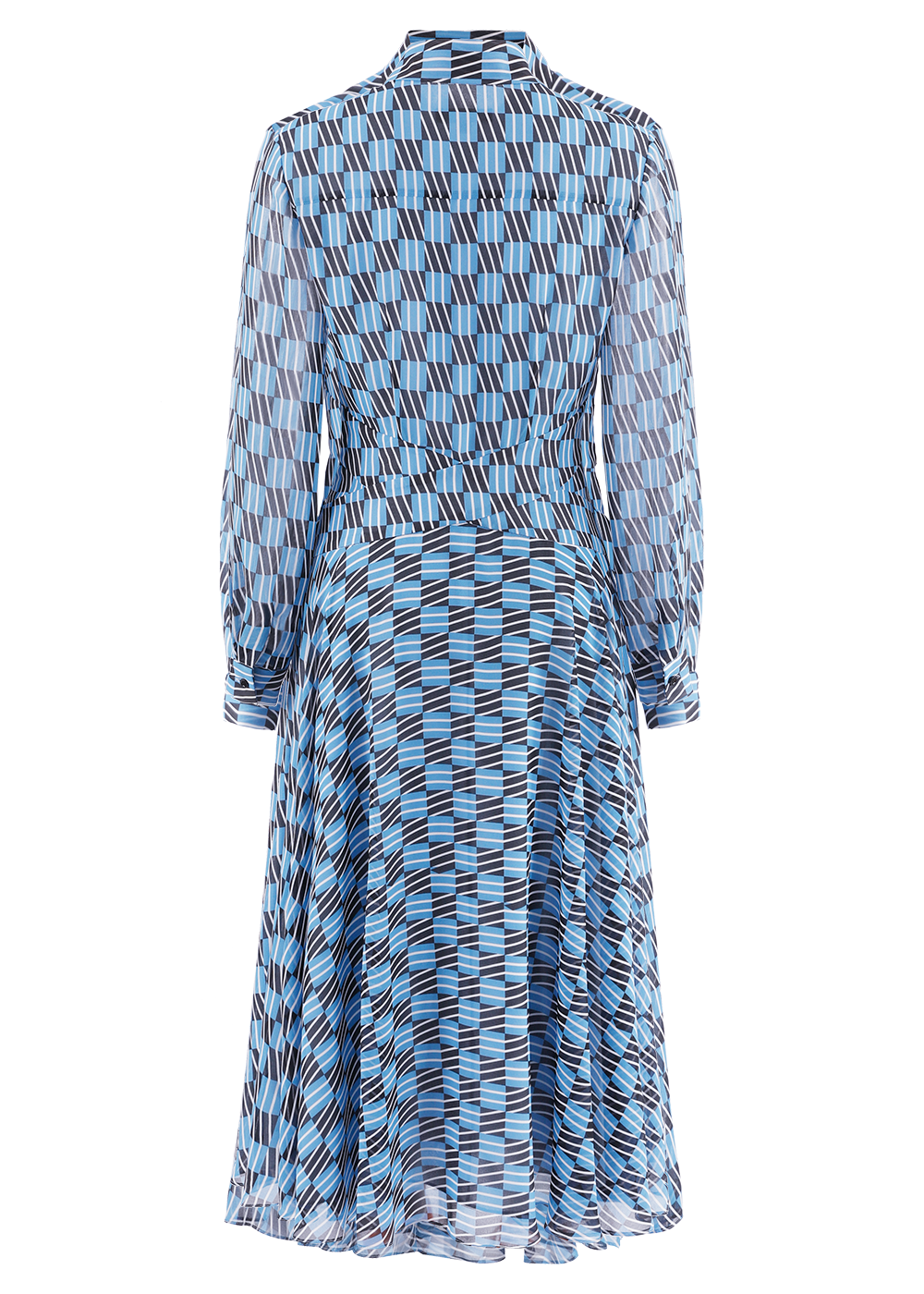 SALAZIA Blue Ripple Plaid Column Dresses