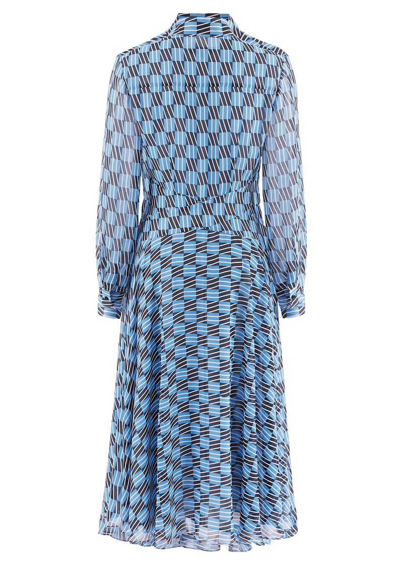 SALAZIA Blue Ripple Plaid Column Dresses