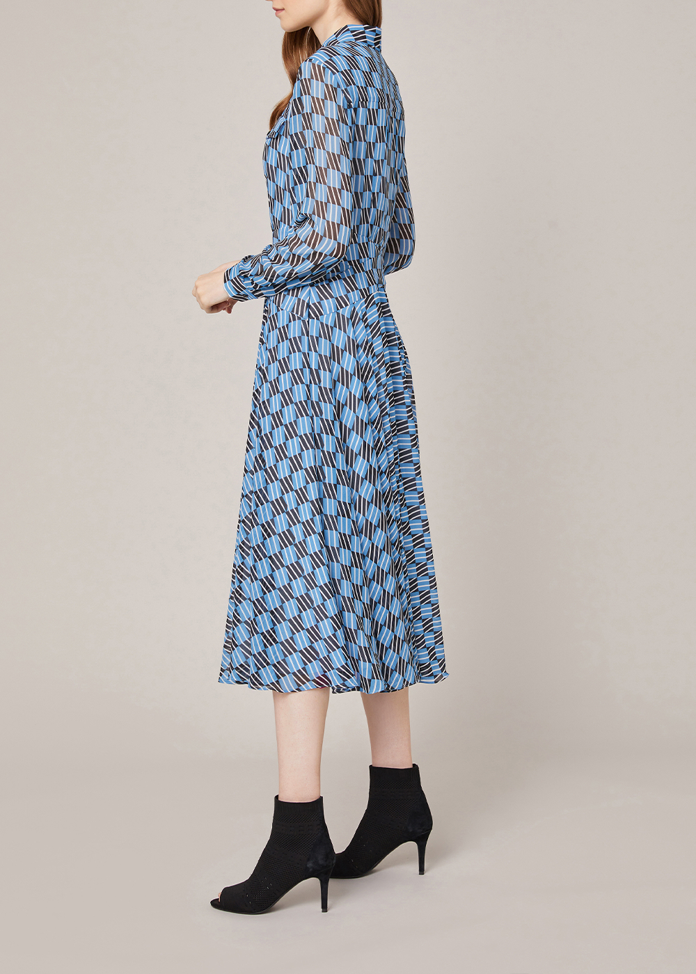 SALAZIA Blue Ripple Plaid Column Dresses