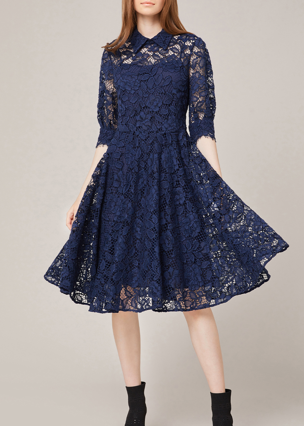 SALAZIA Midnight Blue Tailored Midi Dresses
