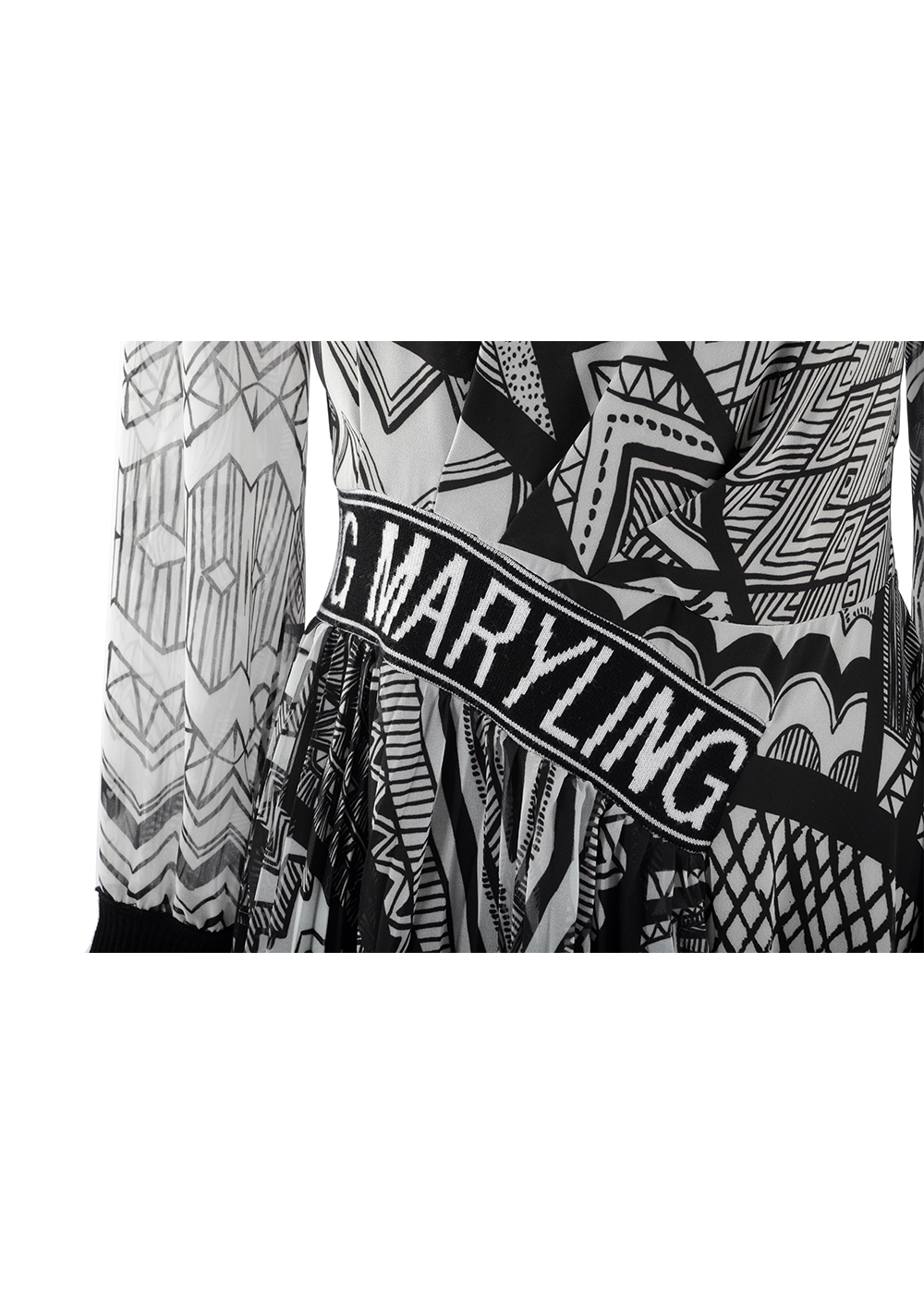 SALAZIA Black-White Wave Print Dresses