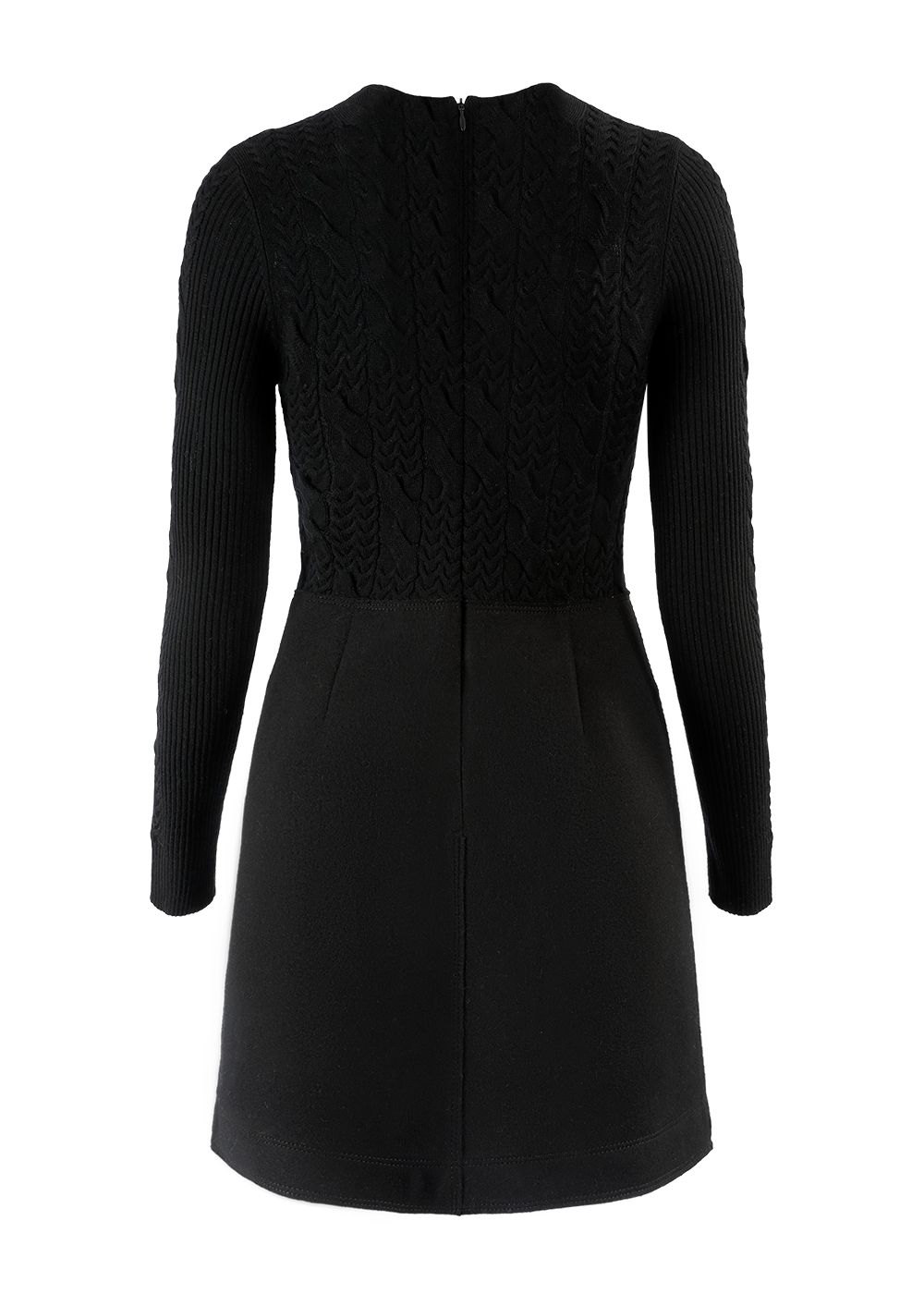 SALAZIA Black Wool Blend Long-Sleeve Dress