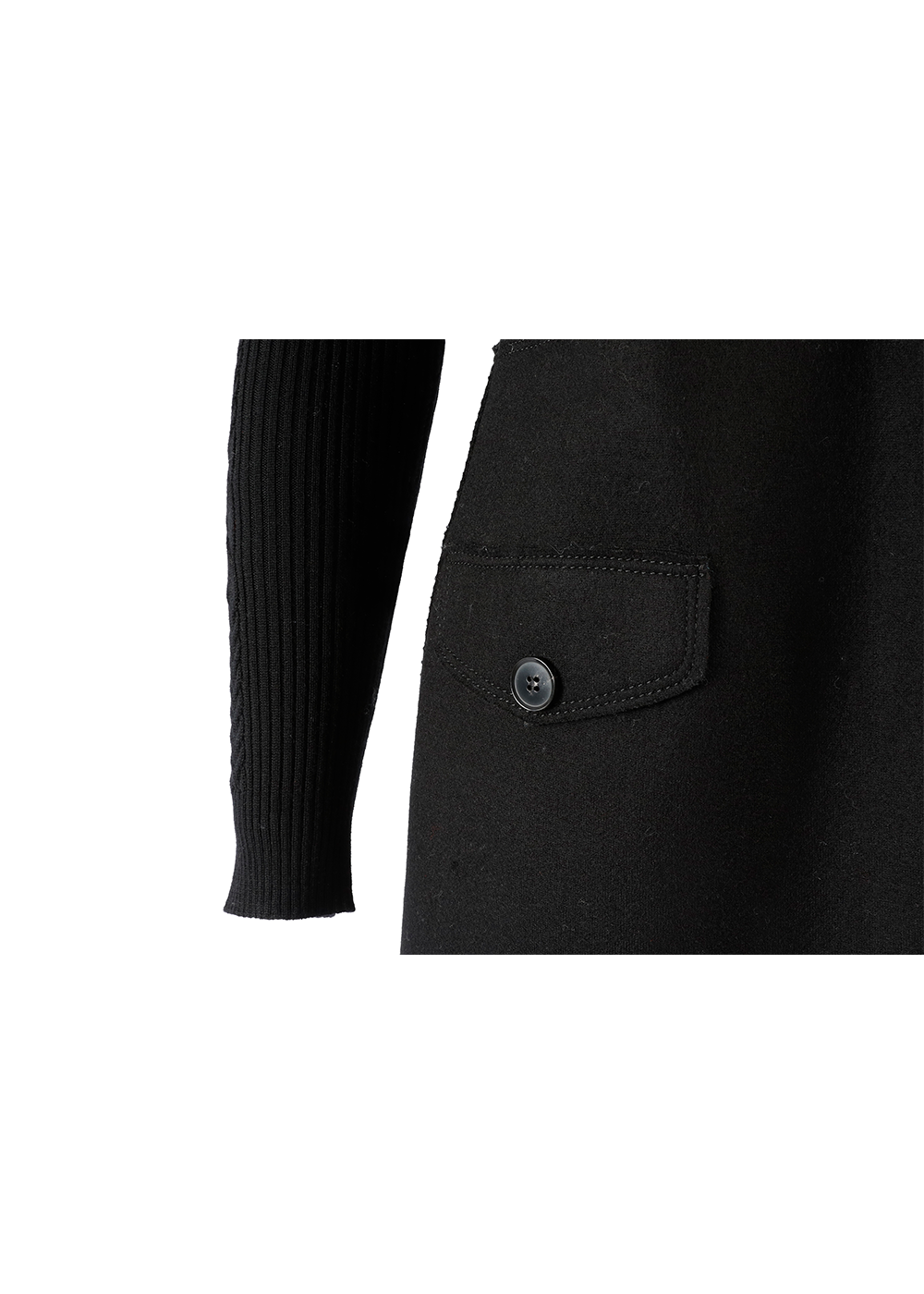 SALAZIA Black Wool Blend Long-Sleeve Dress