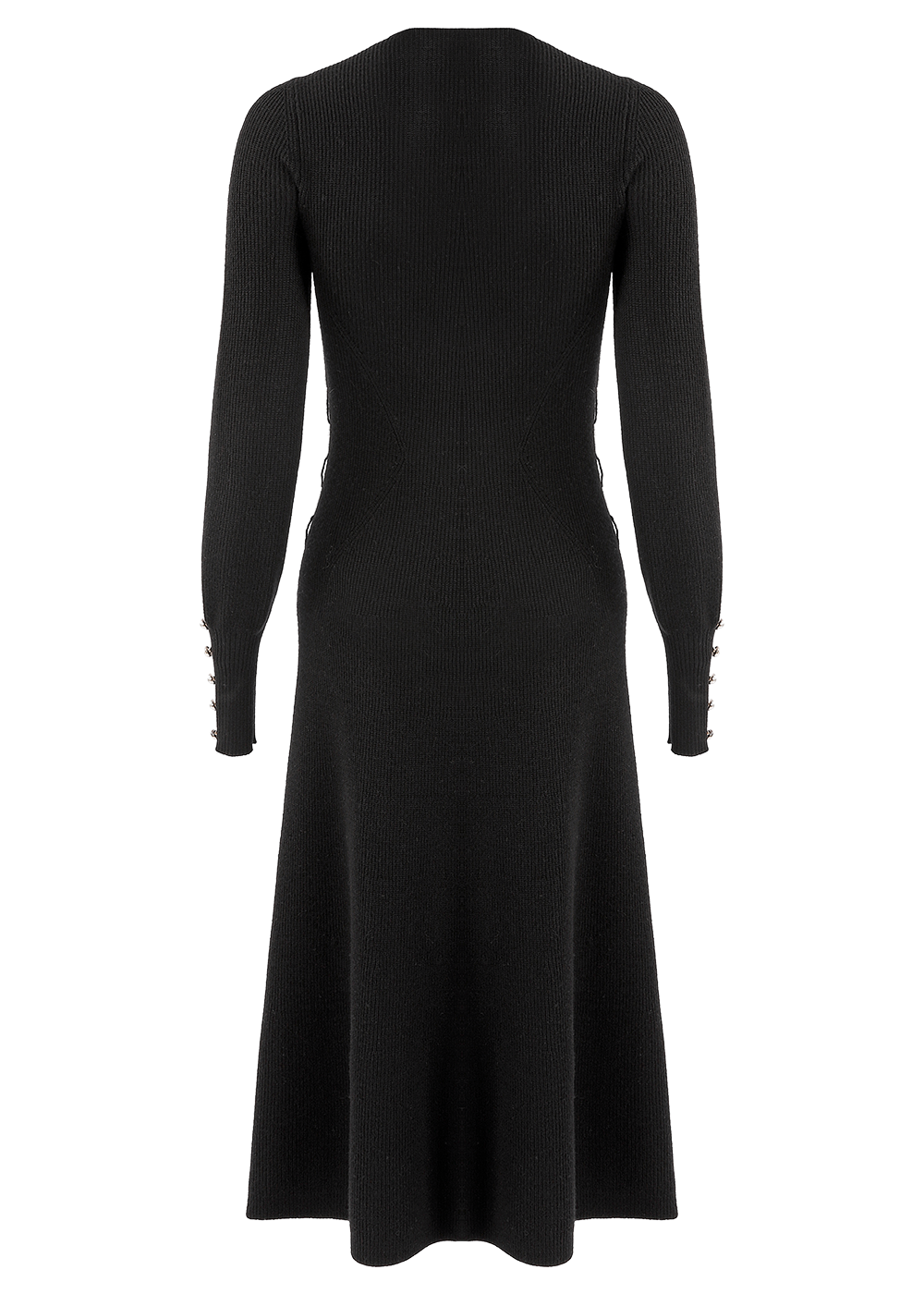 SALAZIA Black Wool Knit Long-Sleeve Dresses